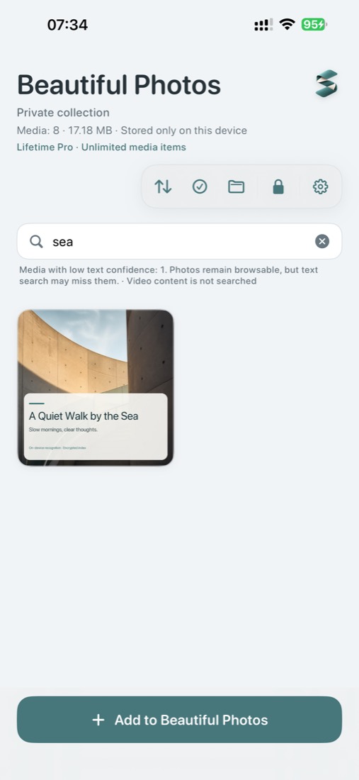 Sablefold on-device text search